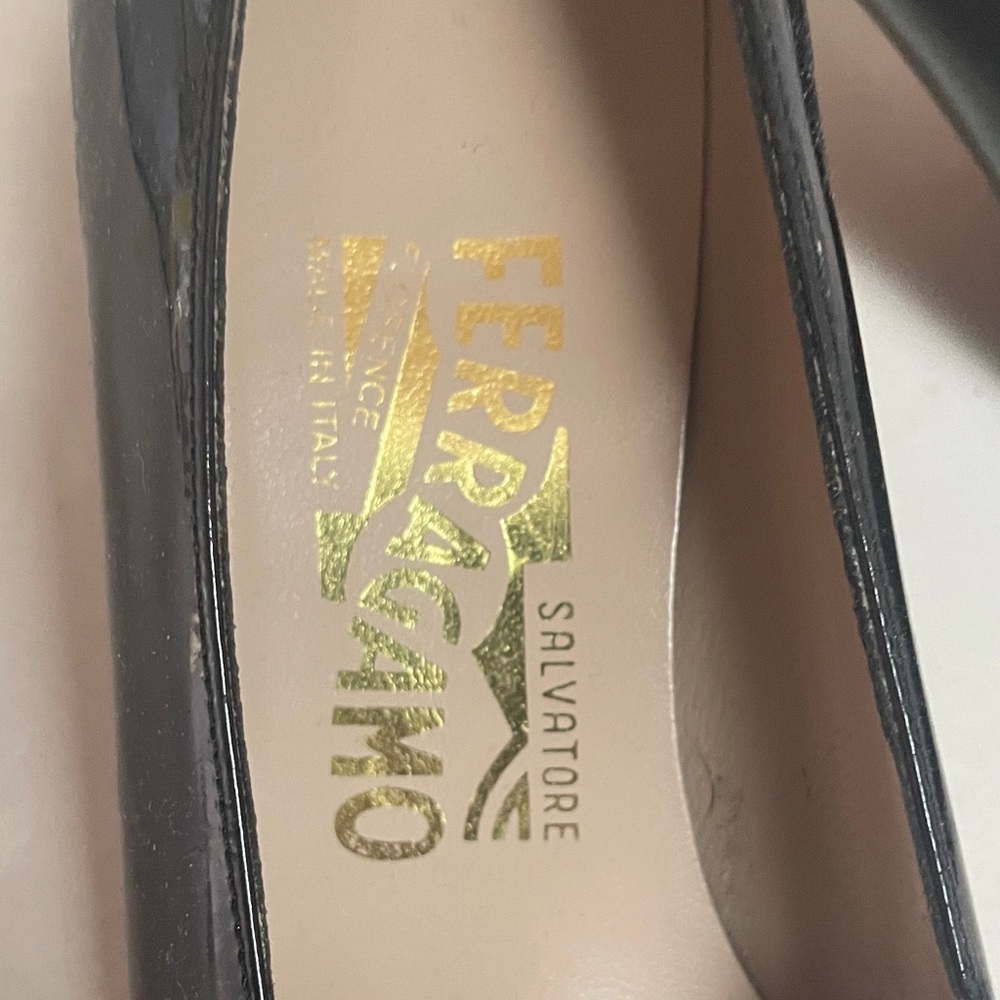 Salvatore Ferragamo Narrow  Black Patent Leather Heels - Picture 2 of 4